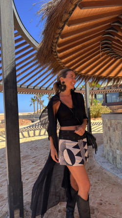 NUKU beige/negro, mini falda reversible