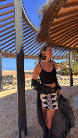 NUKU beige/negro, mini falda reversible