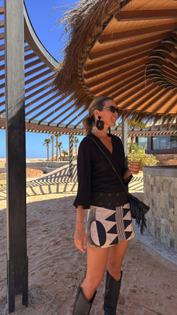 NUKU beige/negro, mini falda reversible