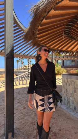 NUKU beige/negro, mini falda reversible