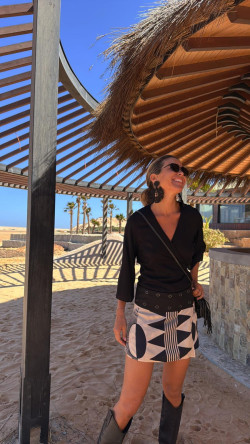 NUKU beige/negro, mini falda reversible