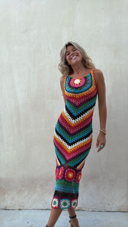 CROBAT negro, vestido de crochet largo