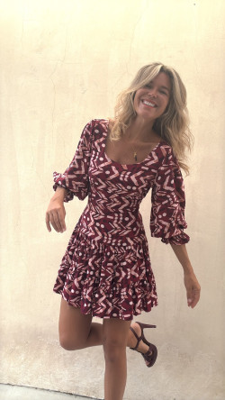 ELOI burdeos/salmón, vestido corto