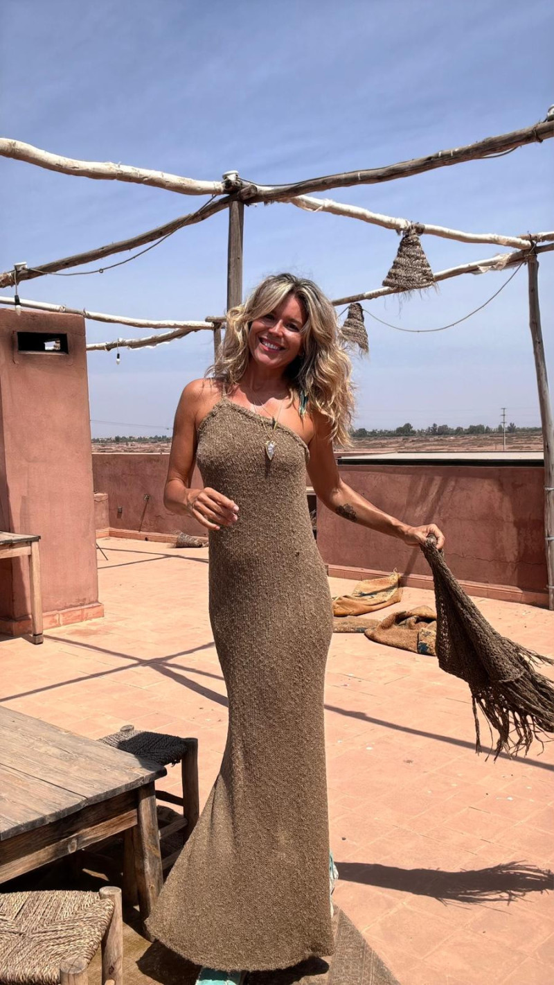 DEMIEN taupe, vestido largo