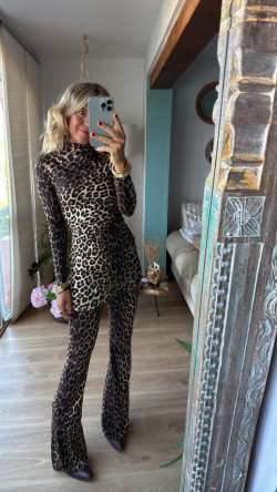 PREVENTA BOND leopardo, pantalón acampanado