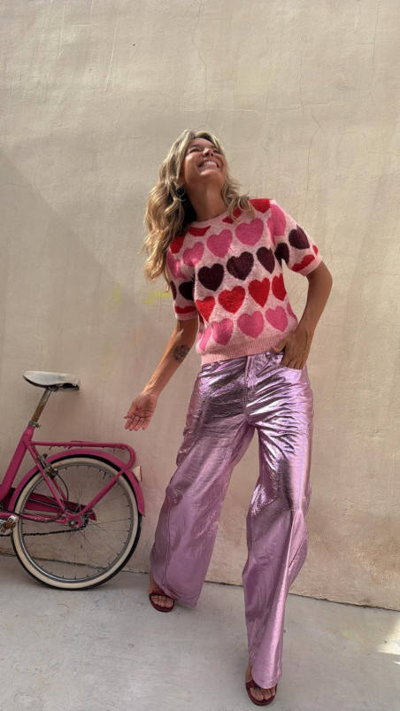 BELE rosa metalizado, pantalon
