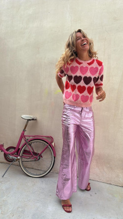 BELE rosa metalizado, pantalon