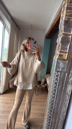 MARTEL beige, pantalon campana