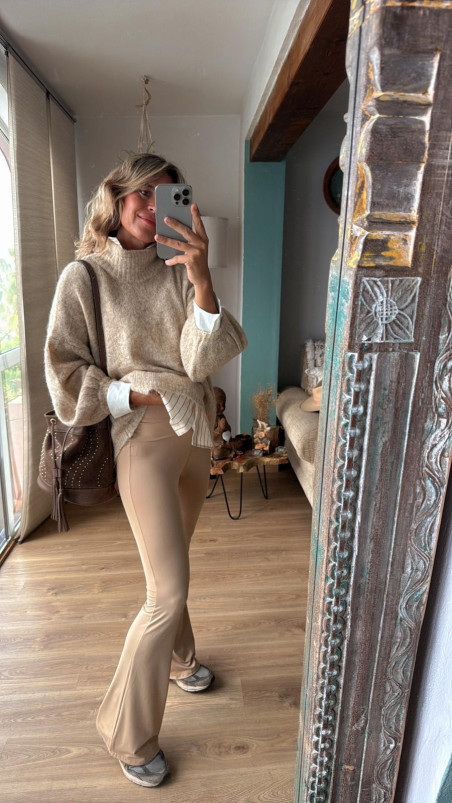 MARTEL beige, pantalon campana