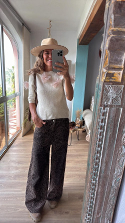 FENTI marrón,  pantalon jaquard