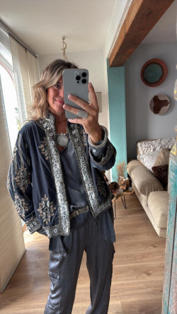 RAMIS chaqueta bordada, gris