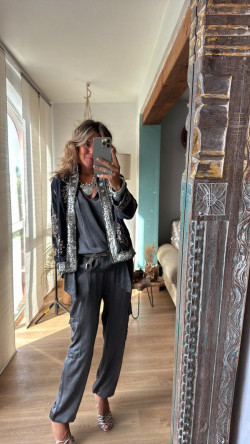 RADA pantalón saten gris