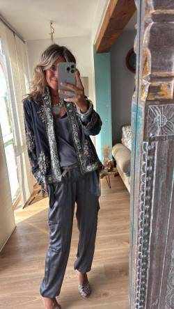 RADA pantalón saten gris