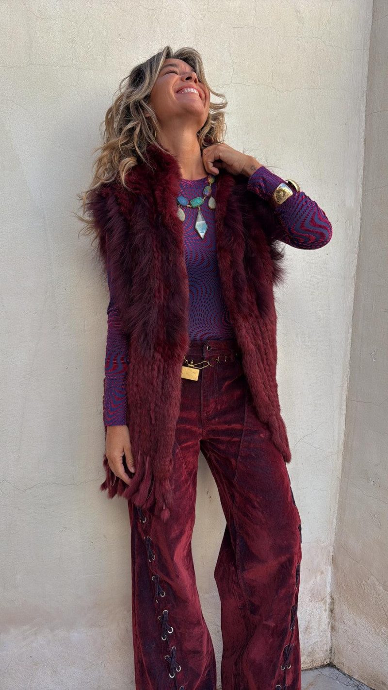 BURGO chaleco piel, burdeos