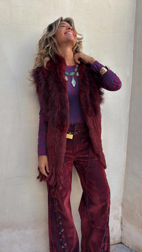 BURGO chaleco piel, burdeos