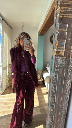 BURGO chaleco piel, burdeos