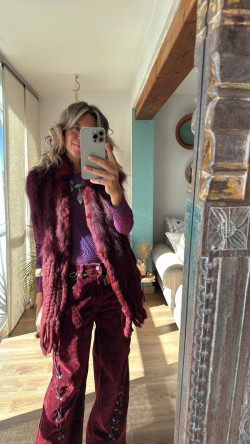 BURGO chaleco piel, burdeos