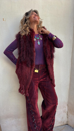 BURGO chaleco piel, burdeos