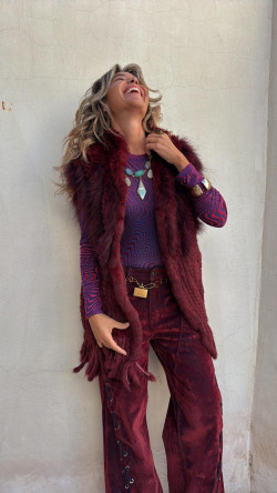 BURGO chaleco piel, burdeos