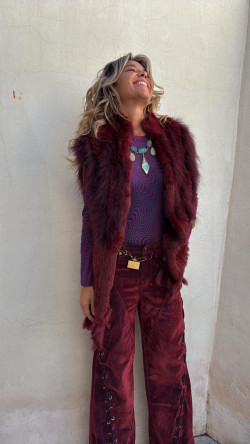 BURGO chaleco piel, burdeos