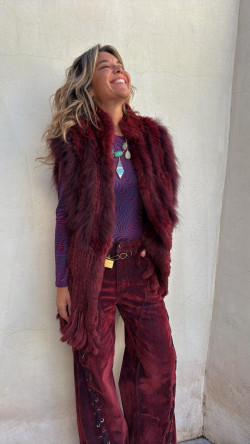 BURGO chaleco piel, burdeos