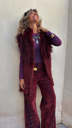 LEONARDO pantalón burdeos