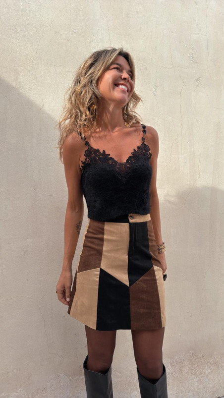 DEBORA top encaje, negro