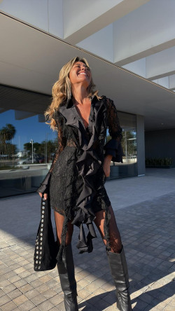 ALEXANDRA vestido encaje, negro