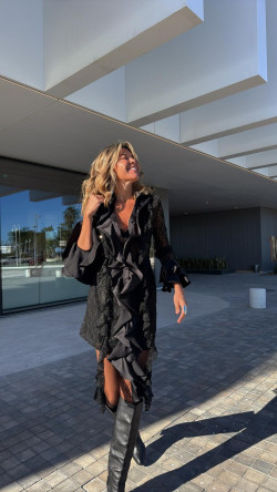 ALEXANDRA vestido encaje, negro