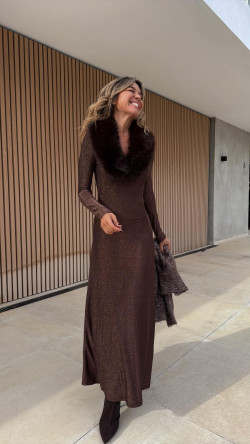 CARIBE falda marrón matizada brillo