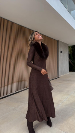 CARIBE falda marrón matizada brillo