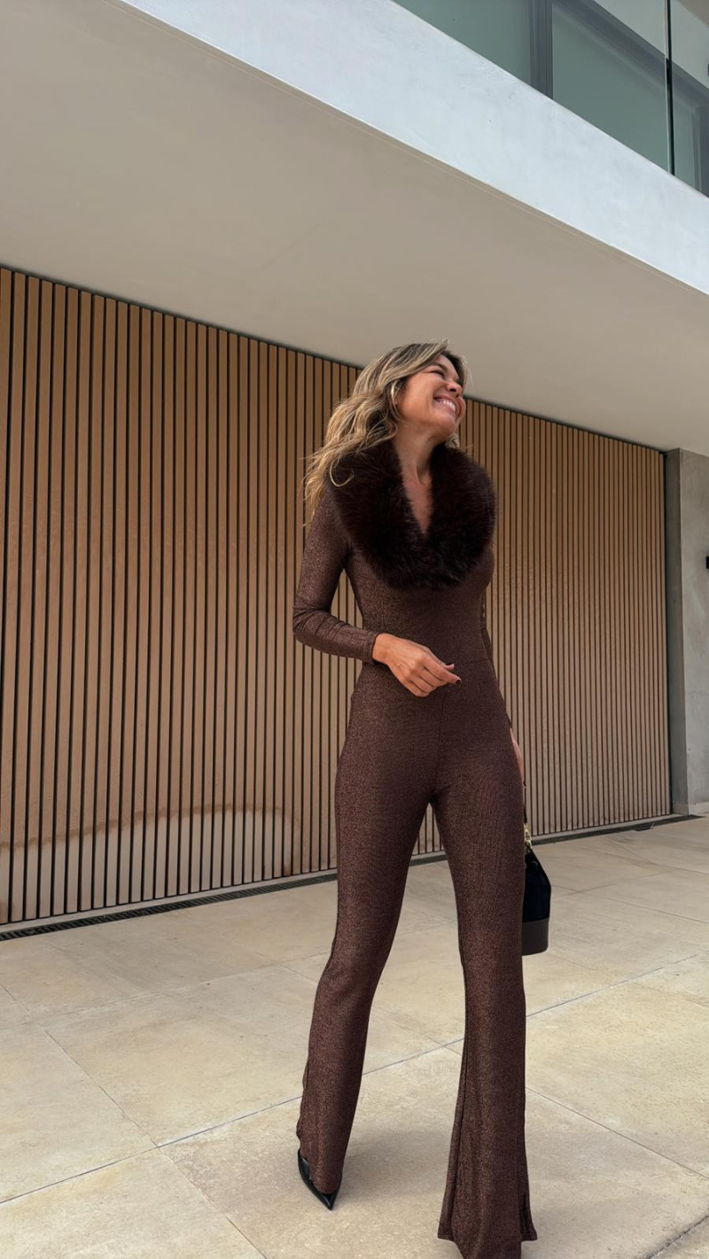 BOND pantalón marrón lurex