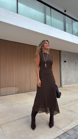 TADEO vestido largo,  chocolate