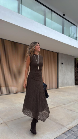 TADEO vestido largo,  chocolate