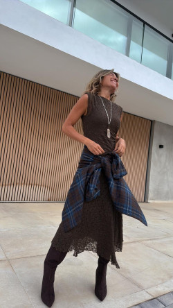 TADEO vestido largo,  chocolate