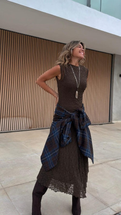 TADEO vestido largo,  chocolate