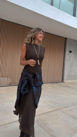 TADEO vestido largo,  chocolate