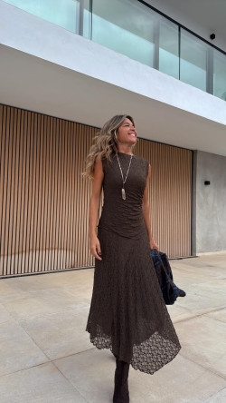 TADEO vestido largo,  chocolate