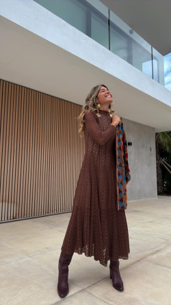 CARLOTA  vestido encaje, marrón