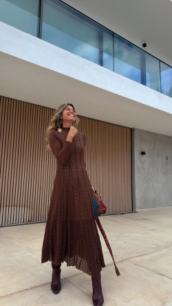 CARLOTA  vestido encaje, marrón