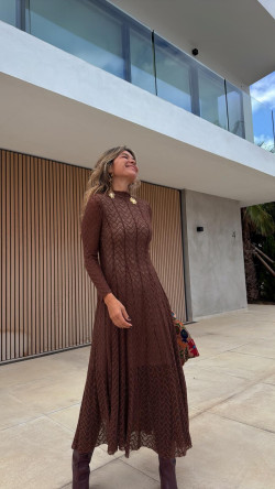 CARLOTA  vestido encaje, marrón