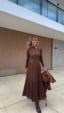 CARLOTA  vestido encaje, marrón