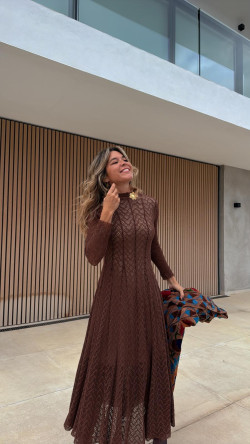 CARLOTA  vestido encaje, marrón