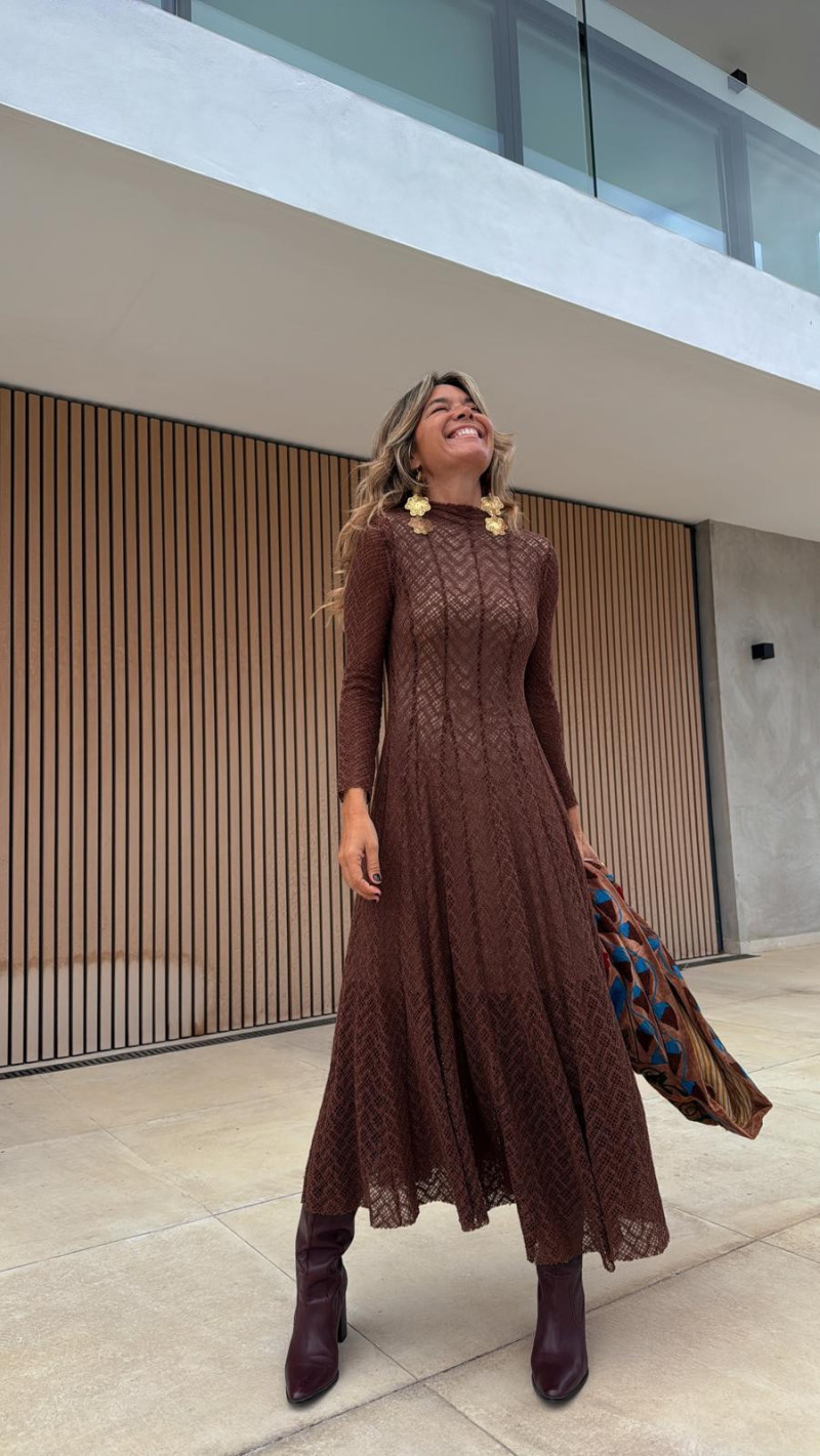 CARLOTA  vestido encaje, marrón