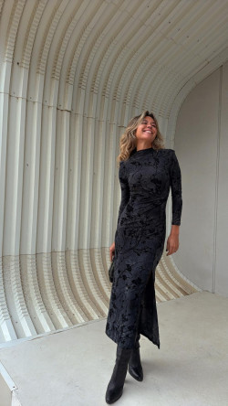 SOFIA vestido tercipelo gris