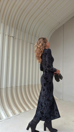 SOFIA vestido tercipelo gris