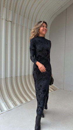 SOFIA vestido tercipelo gris