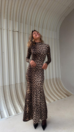 OZ vestido largo, leopardo