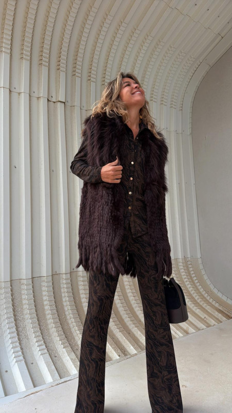 BURGO chaleco piel, chocolate