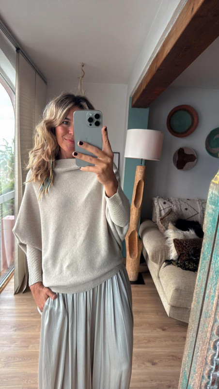 MARTA beig  jersey asimétrico